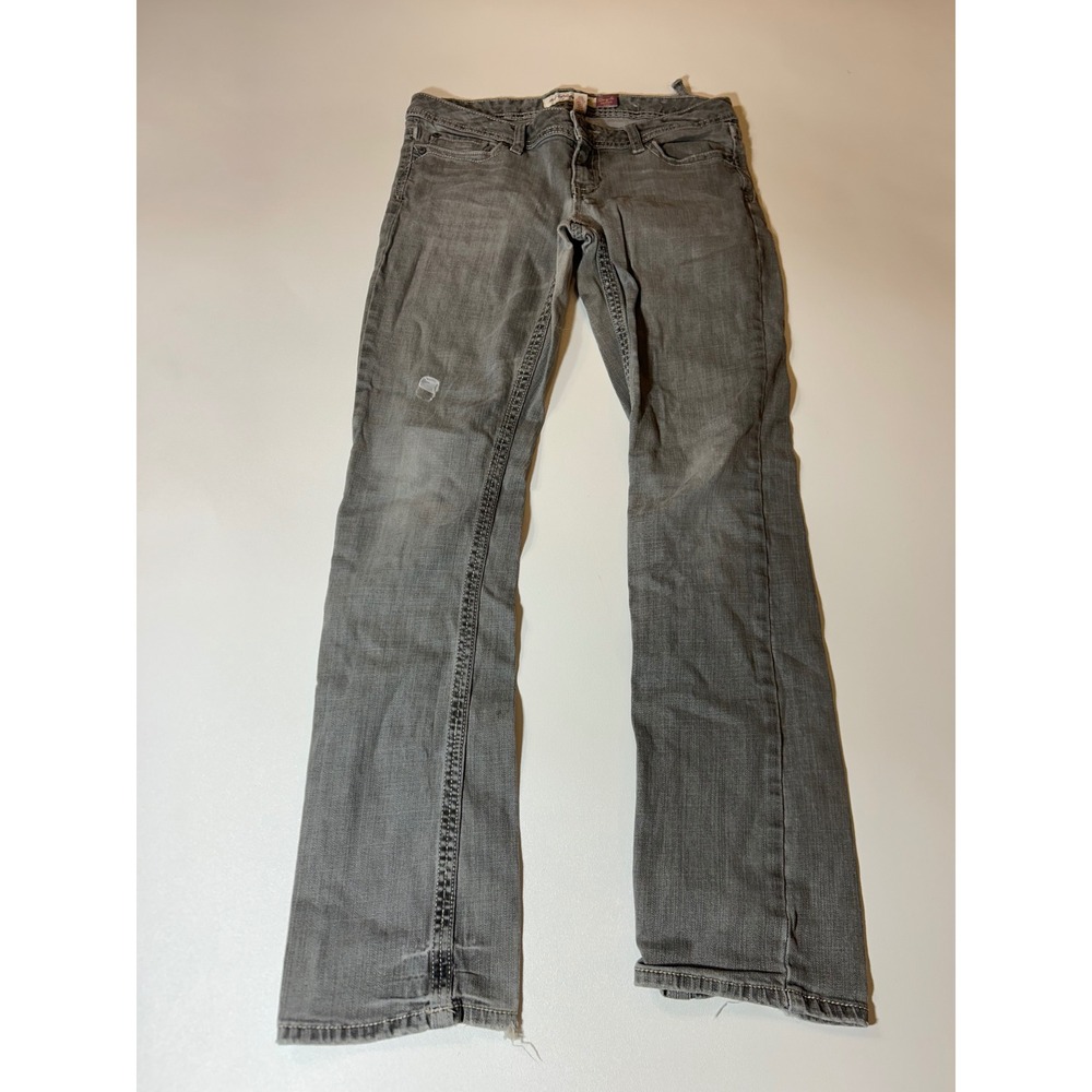 Aeropostale Bayla Skinny Jeans Women's 7/8 Gray Distressed Low Rise